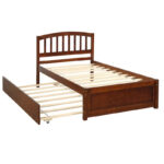 Twin size Platform Bed Wood Bed Frame with Trundle - Image 14