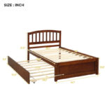 Twin size Platform Bed Wood Bed Frame with Trundle - Image 18