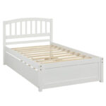 Twin size Platform Bed Wood Bed Frame with Trundle - Image 20