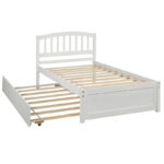 Twin size Platform Bed Wood Bed Frame with Trundle - Image 21