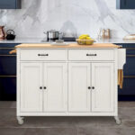 Kitchen Island Cart with Solid Wood Top - Image 32