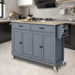 Kitchen Island Cart with Solid Wood Top - Image 33