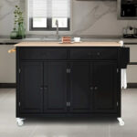 Kitchen Island Cart with Solid Wood Top - Image 34