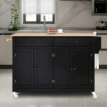 Kitchen Island Cart with Solid Wood Top - Image 4
