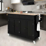 Kitchen Island Cart with Solid Wood Top - Image 5