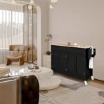Kitchen Island Cart with Solid Wood Top - Image 7