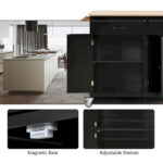 Kitchen Island Cart with Solid Wood Top - Image 11