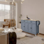 Kitchen Island Cart with Solid Wood Top - Image 13