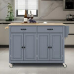 Kitchen Island Cart with Solid Wood Top - Image 18