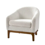 Augus Modern Boucle Accent Barrel Chair with Solid Wood Legs by - Image 2