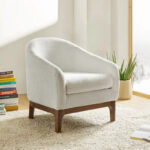 Augus Modern Boucle Accent Barrel Chair with Solid Wood Legs by - Image 3