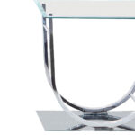 Tempered Glass Top End Table with U Shape Metal Frame, Chrome and Clear - Image 4