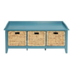 HomeRoots 43 Teal Blue Solid Wood Storage Bench with Drawers - 43 - Image 2