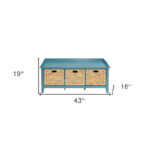 HomeRoots 43 Teal Blue Solid Wood Storage Bench with Drawers - 43 - Image 4