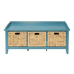 HomeRoots 43 Teal Blue Solid Wood Storage Bench with Drawers - 43 - Image 7