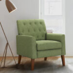 Linen Accent Chair Comfy Living Room Chair with Arms Upholstered Button Tufted Armchair Modern Arm Chairs - Image 12