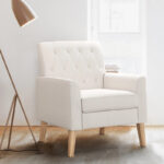 Linen Accent Chair Comfy Living Room Chair with Arms Upholstered Button Tufted Armchair Modern Arm Chairs - Image 13