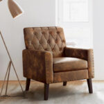 Linen Accent Chair Comfy Living Room Chair with Arms Upholstered Button Tufted Armchair Modern Arm Chairs - Image 8