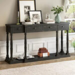 Retro Senior Console Table for Hallway Living Room Bedroom with 4 Front Facing Storage Drawers and 1 Shelf - Image 28