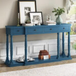 Retro Senior Console Table for Hallway Living Room Bedroom with 4 Front Facing Storage Drawers and 1 Shelf - Image 29
