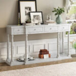 Retro Senior Console Table for Hallway Living Room Bedroom with 4 Front Facing Storage Drawers and 1 Shelf - Image 30