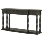 Retro Senior Console Table for Hallway Living Room Bedroom with 4 Front Facing Storage Drawers and 1 Shelf - Image 4