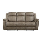 Bento 84 Inch Double Manual Recliner Sofa, Sandy Brown Polished Microfiber - Image 3