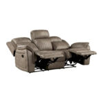 Bento 84 Inch Double Manual Recliner Sofa, Sandy Brown Polished Microfiber - Image 4