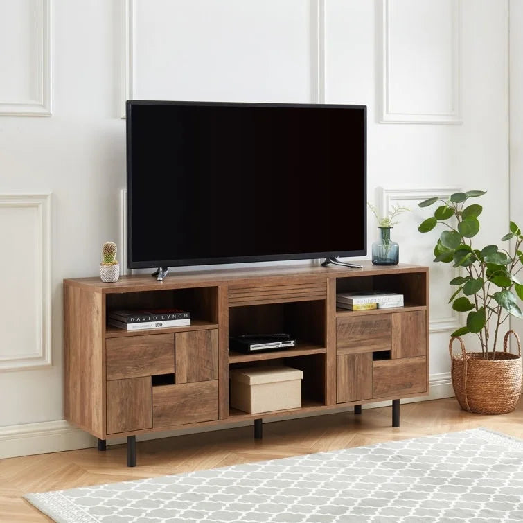 9414961070239_556825 60 Wood Media Console TV Stand Classic Entertainment Center - Image 1