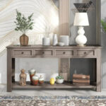 Console Table/Sofa Table with Storage Drawers and Bottom Shelf for Entryway Hallway - Image 6