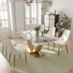 Modern Rectangle Marble Dining Table for 6-8, Marble Kitchen Dinner Table with Gold Finish Metal Base - Image 19