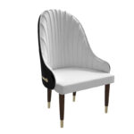 Leather Dining Chair with a Ripple Back and Gold Accents Design Elara Collection - Image 34