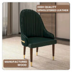 Leather Dining Chair with a Ripple Back and Gold Accents Design Elara Collection - Image 8