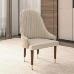 Leather Dining Chair with a Ripple Back and Gold Accents Design Elara Collection - Image 24
