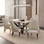 Leather Dining Chair with a Ripple Back and Gold Accents Design Elara Collection - Image 25