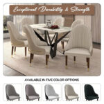 Leather Dining Chair with a Ripple Back and Gold Accents Design Elara Collection - Image 28