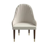 Leather Dining Chair with a Ripple Back and Gold Accents Design Elara Collection - Image 29
