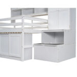 Full Size Wooden Loft Bed Big Storage with Under-bed Desk - Image 3