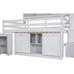 Full Size Wooden Loft Bed Big Storage with Under-bed Desk - Image 6