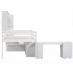 Full Size Wooden Loft Bed Big Storage with Under-bed Desk - Image 7