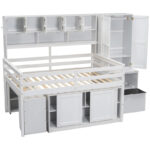 Full Size Wooden Loft Bed Big Storage with Under-bed Desk - Image 9