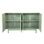 Stylish and Functional 4-Door Intaglio Storage Cabinet with Pine Legs, Solid Wood Pulls and MDF, for Living Room - Image 5