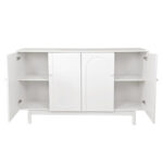 Stylish and Functional 4-Door Intaglio Storage Cabinet with Pine Legs, Solid Wood Pulls and MDF, for Living Room - Image 15