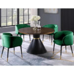 Rustic Velvet Upholstered Dining Chair - Image 9