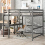 Full Loft Bed with Desk and Shelves - Image 2