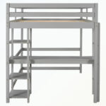 Full Loft Bed with Desk and Shelves - Image 6