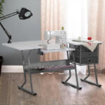 Eclipse Ultra Grey and White Wood Top Sewing Table