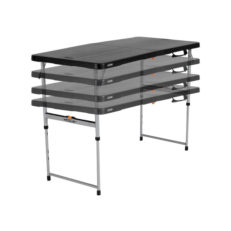 9480343748767_554892 4-Foot Fold-In-Half Adjustable Table, Black (Light Commercial) - Image 1