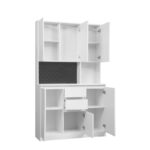 Kitchen Pantry Cabinet with Microwave Stand and 2 Drawers, Freestanding Buffet Cupboards Sideboard with Charging Station - Image 6
