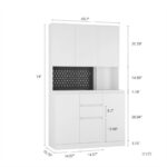 Kitchen Pantry Cabinet with Microwave Stand and 2 Drawers, Freestanding Buffet Cupboards Sideboard with Charging Station - Image 8